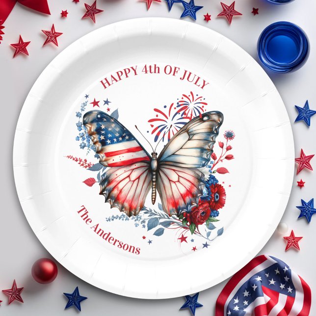 4th of July Patriotic Independence Day Family Name Paper Plate (4th of July Patriotic Independence Day Family Name Paper Plates)