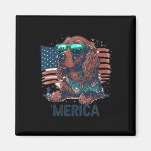 4th Of July Patriotic Irish Setter Dog Merica Magnet