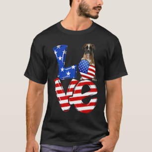 4th Of July Patriotic Love Brown Boxer American Fl T-Shirt