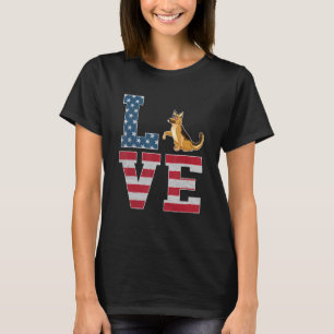 4th Of July Patriotic Love German Shepherd Dog Ame T-Shirt