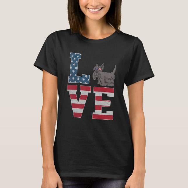 4th Of July Patriotic Love Scottish Terrier Dog Us T-Shirt (Front)