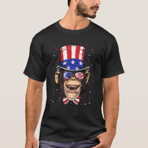 4th of July Patriotic Monkey USA Flag Independence T-Shirt