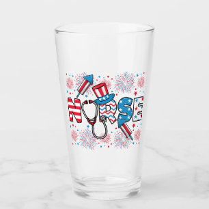 4th Of July Patriotic Nurse Drinking Glass