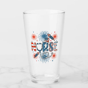 4th Of July Patriotic Nurse Drinking Glass