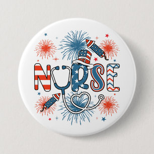 4th Of July Patriotic Nurse Round 7.5 Cm Round Badge
