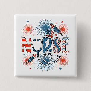 4th Of July Patriotic Nurse Square 15 Cm Square Badge