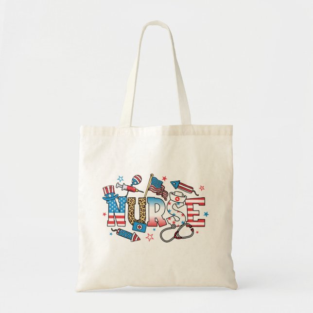 4th Of July Patriotic Nurse Tote Bag (Front)