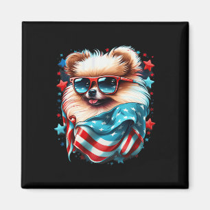 4th Of July Patriotic Pomeranian Dog Us Flag Magnet