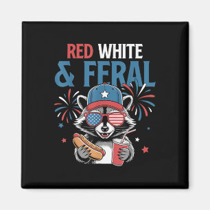 4th Of July Patriotic Racoon Funny Quote Red Whit Magnet