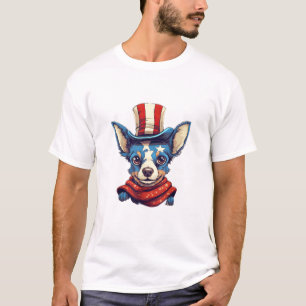 4th Of July Patriotic Rat Terrier Dog  T-Shirt