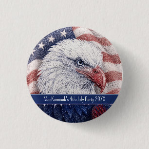 4th of July Patriotic Red White Blue Eagle Party  3 Cm Round Badge