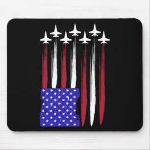 4th Of July Patriotic Red White Blue Usa Flag Figh Mouse Pad