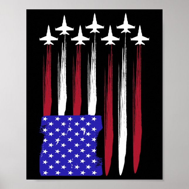 4th Of July Patriotic Red White Blue Usa Flag Figh Poster (Front)