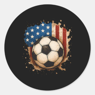 4th Of July Patriotic Soccer Usa American Flag Boy Classic Round Sticker