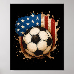 4th Of July Patriotic Soccer Usa American Flag Boy Poster