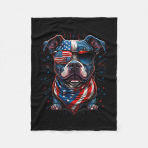 4th Of July Patriotic Staffordshire Bull Terrier D Fleece Blanket