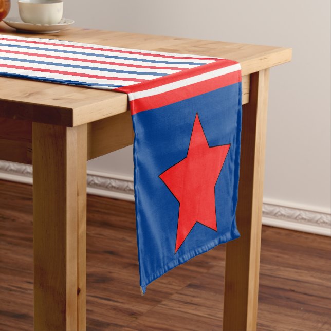 4th of July Patriotic Star Stripes Table Runner (In Situ)