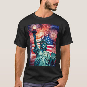 4th Of July Patriotic Statute Of Liberty Us Flag C T-Shirt
