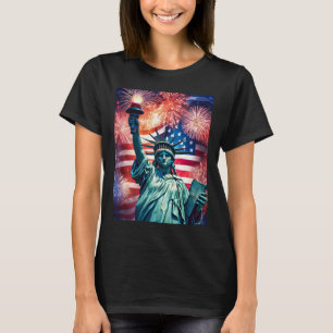 4th Of July Patriotic Statute Of Liberty Us Flag C T-Shirt