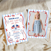 4th of July Patriotic Theme 4th Birthday Invite