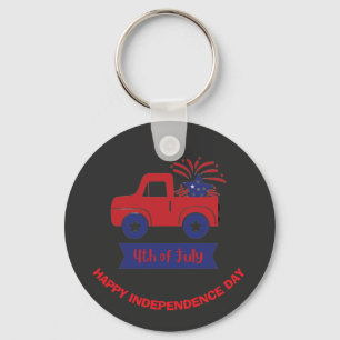 "4th of July" Patriotic Truck Design Custom Key Ring