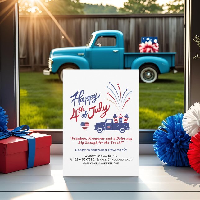 4th of July Patriotic Truck Real Estate Editable  Holiday Card (Creator Uploaded)