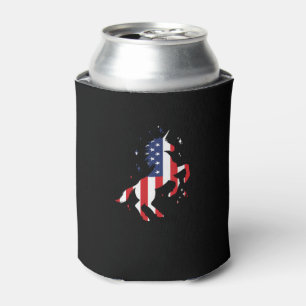 4th Of July Patriotic Unicorn USA Flag For Girls K Can Cooler