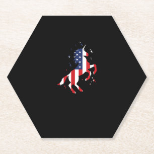 4th Of July Patriotic Unicorn USA Flag For Girls K Paper Coaster
