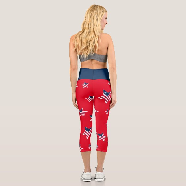 4th of July patriotic USA america flag star party Capri Leggings (Back)
