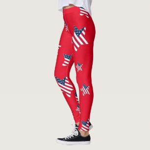 4th of July patriotic USA america flag star party Leggings