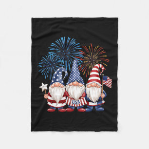 4th of July Patriotic USA Gnomes Independence Day Fleece Blanket