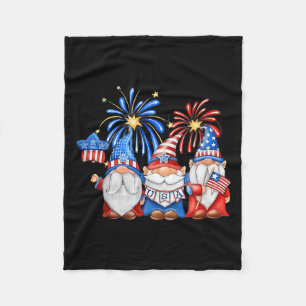 4th of July Patriotic USA Gnomes Independence Day Fleece Blanket