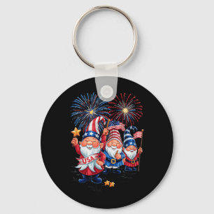 4th of July Patriotic USA Gnomes Independence Day Key Ring