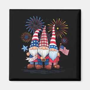 4th of July Patriotic USA Gnomes Independence Day Magnet