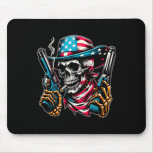 4th Of July Patriotic Usa Skeleton Skull Us Americ Mouse Pad