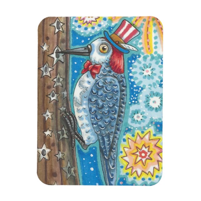 4TH OF JULY PATRIOTIC WOODPECKER MAGNET (Vertical)