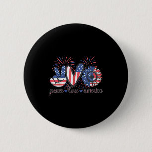 4th of july peace love america fireworks flag 6 cm round badge