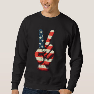 4th of July Peace Sign Hand American Flag Patrioti Sweatshirt