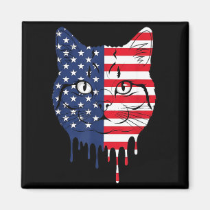 4th Of July Persian Cat Aaamerican Flag Patriotic Magnet