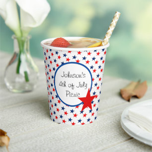 4th of July Personalise Text Party Paper Cups