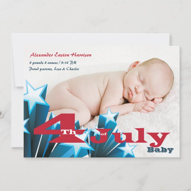 4th of July Photo Birth Announcement (Front)