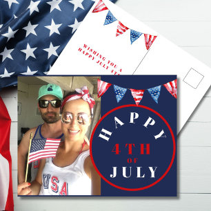 4th of July Photo Red White Blue Bunting Postcard