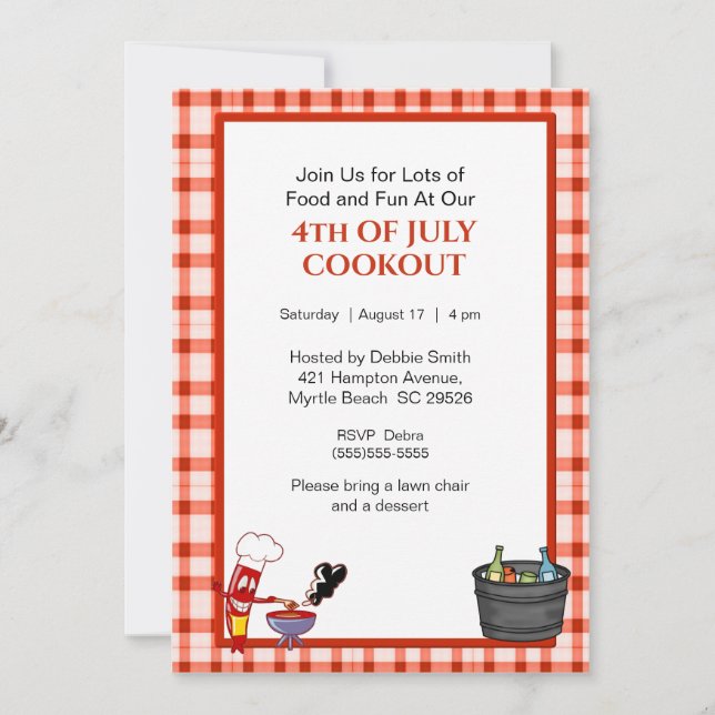4th Of July Picnic/Cookout Invitation (Front)