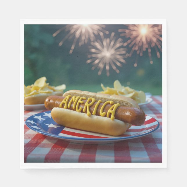 4th of July Picnic With Fireworks Napkin (Front)