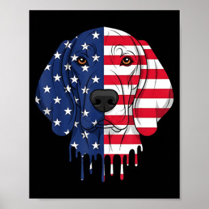 4th Of July Plott Hound Dog Aaamerican Flag Poster