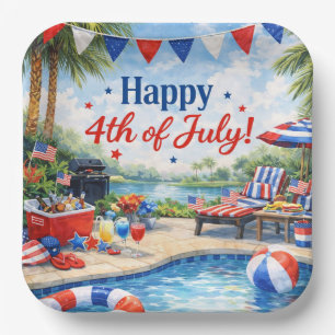 4th of July Pool Party in Florida Paper Plate