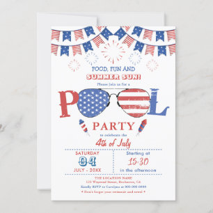 4th of July Pool Party Invitation