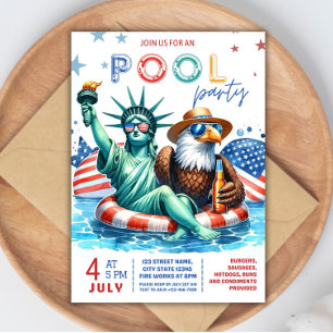 4th of July Pool Party Invitation - Independence