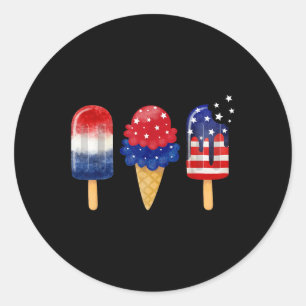 4th Of July Popsicle American Flag Patriotic Summe Classic Round Sticker