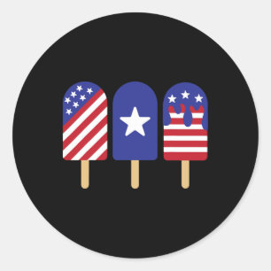 4th Of July Popsicle American Flag Patriotic Summe Classic Round Sticker